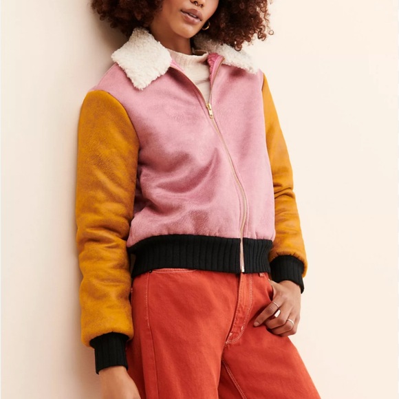 Hutch Jackets & Blazers - ANTHROPOLOGIE HUTCH faux suede Colorblock bomber Jacket